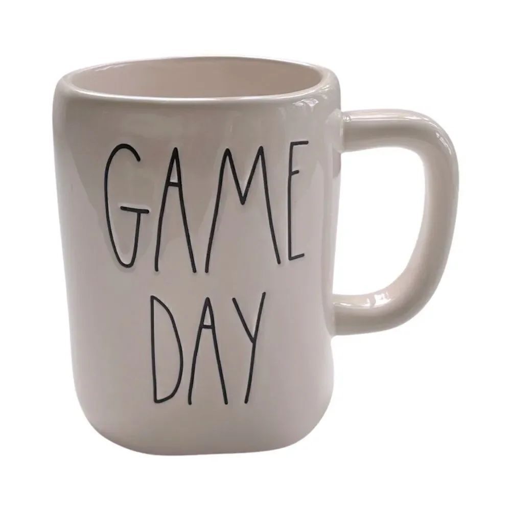 Rae Dunn GAME DAY Football White Ceramic Mug NWOT